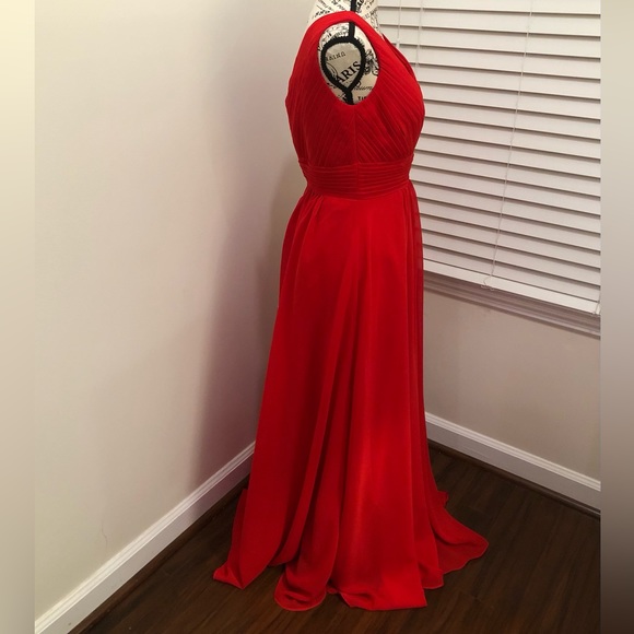 Stacees A-line V Neck Sleeveless Long Chiffon Dress - Picture 7 of 9